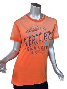 New Agenda By Perrin PUERTO RICO Crew Neck 100% Cotton T Shirt Island Time SMALL